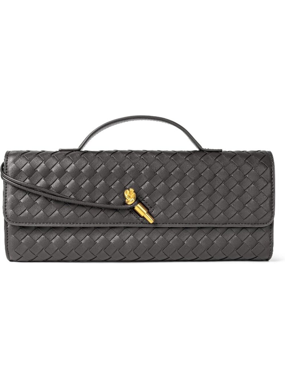 〽️Women's Charcoal Clutch Purse Woven Vegan Leather Formal Evening Crossbody Bag